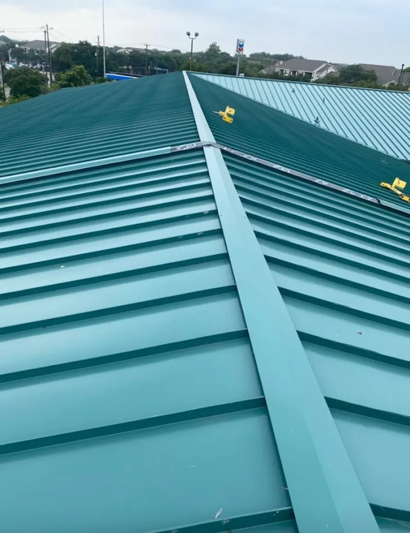 Green commercial metal roof ridge and valley for Metal Roof Repair in Sikeston